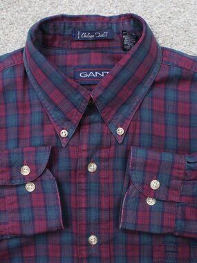 GANT Shirt Mens Medium Purple/Blue Chelsea Twill 100% Cotton‎ Long Sleeve Button